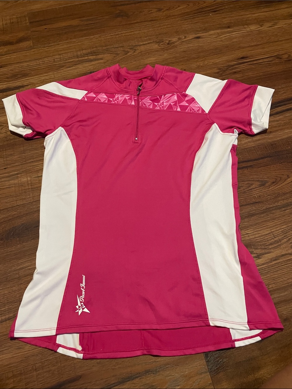 Pearl Izumi Women's Hot Pink & White Short Sleeve Active Cycling Jersey w Pocket